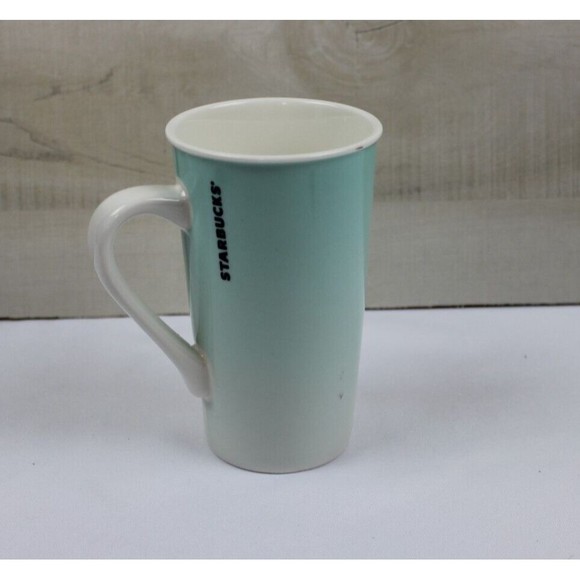 Starbucks Blue Ombre w/White Christmas Tree Holiday 16oz Tall Coffee Mug 2019 - Picture 2 of 8